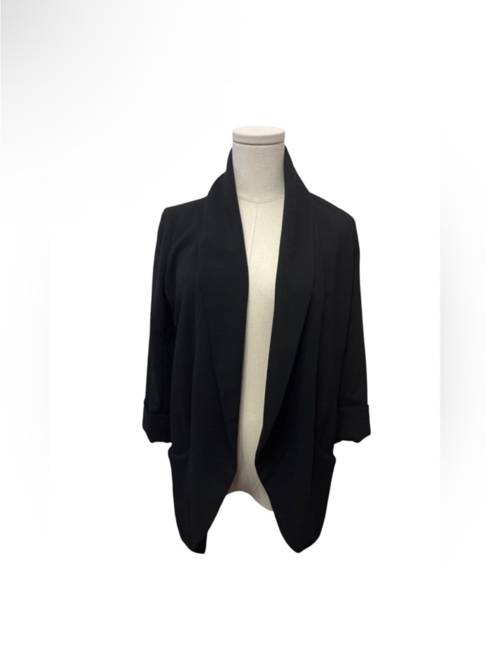 Wilfred Black Draped Open-Front Blazer
